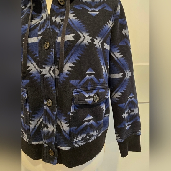 Ralph Lauren Aztec Blue and Black Hooded Cardigan - Picture 5 of 10